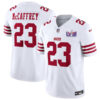 San Francisco 49Ers #23 Christian Mccaffrey White FUSE Super Bowl LVIII Patch Jersey Jersey