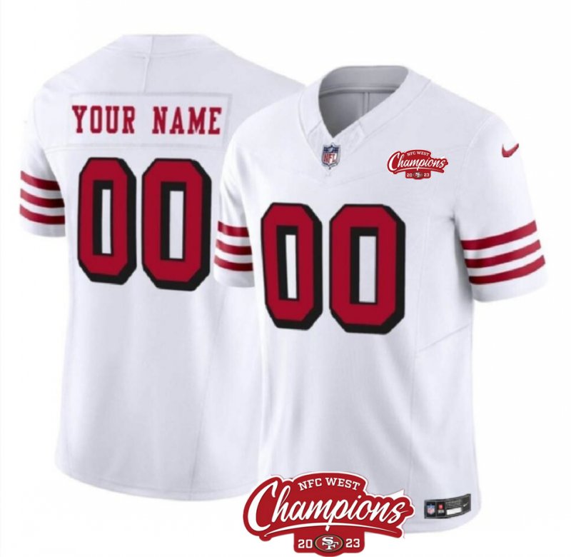 San Francisco 49Ers Active Player Custom White 2023 Fuse Nfc West Champions 1 Jersey