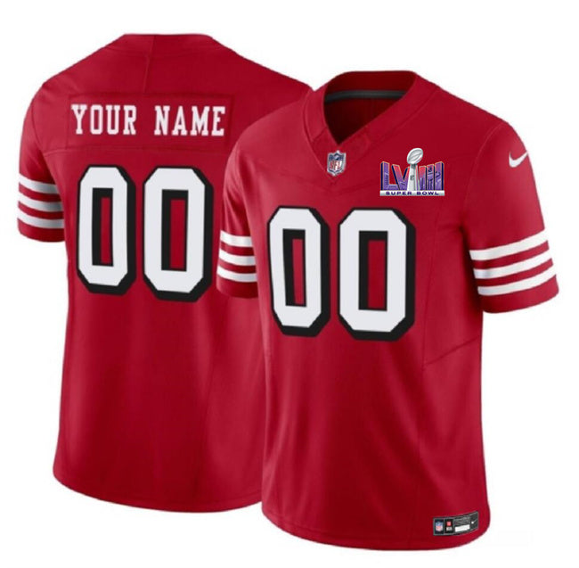 San Francisco 49Ers Active Player Custom New Red FUSE Super Bowl LVIII Patch Jersey