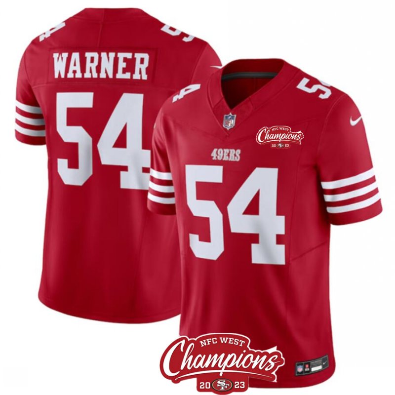 San Francisco 49Ers #54 Fred Warner Red 2023 Fuse Nfc West Champions Patch Jersey