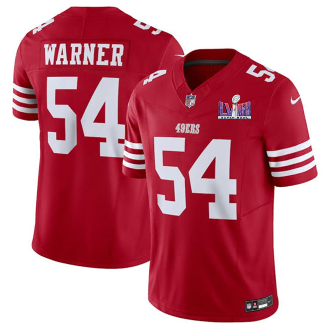 San Francisco 49Ers #54 Fred Warner Red FUSE Super Bowl LVIII Patch Vapor Jersey