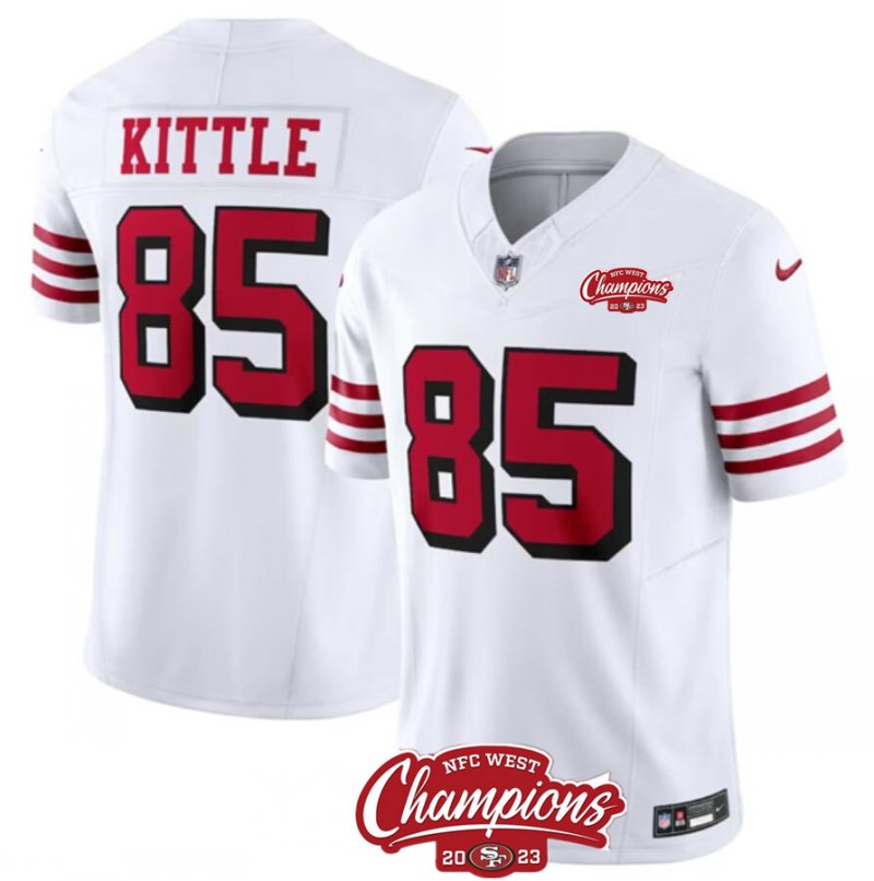 San Francisco 49Ers #85 George Kittle White 2023 Fuse Nfc West Champions Jersey