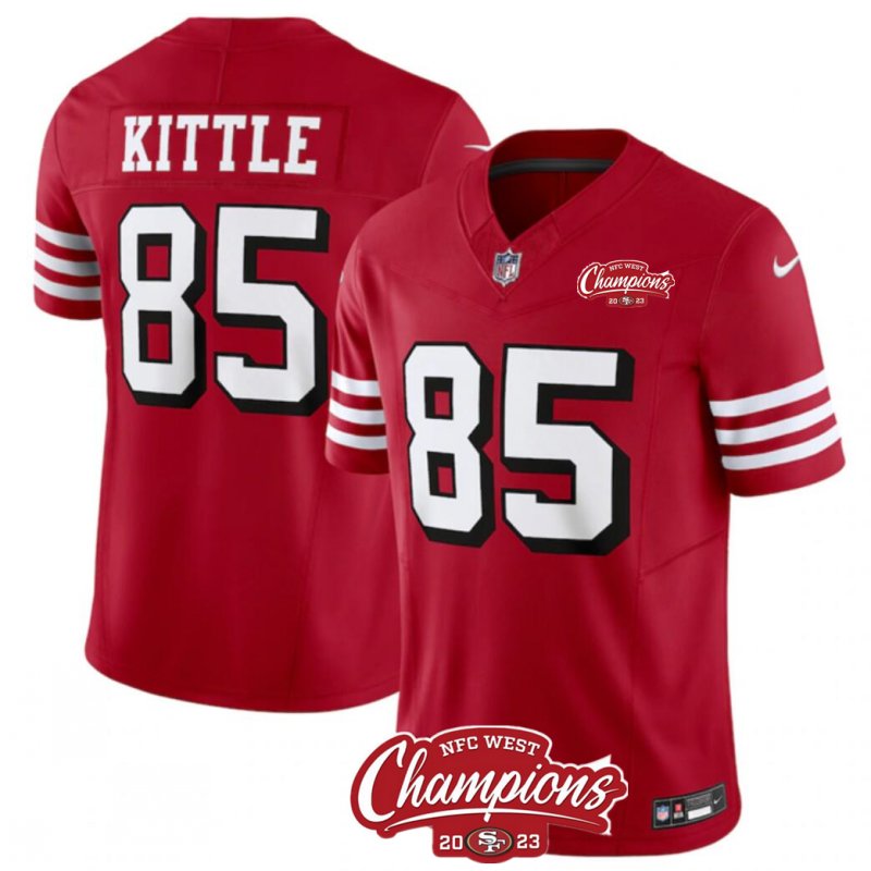 San Francisco 49Ers #85 George Kittle Red 2023 Fuse Nfc West Champions Patch Jersey