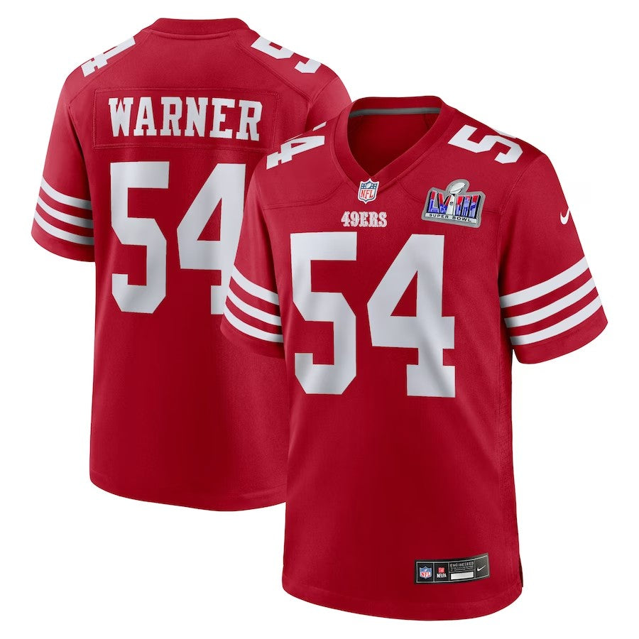 San Francisco 49Ers #54 Fred Warner Super Bowl LVIII Game Jersey – Scarlet