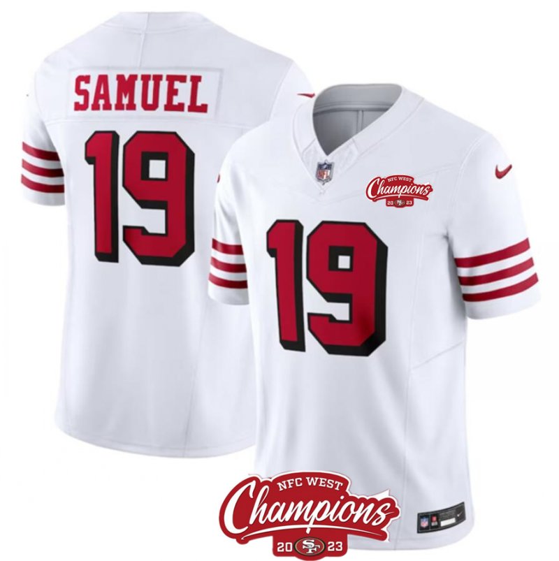 San Francisco 49Ers #19 Deebo Samuel White 2023 Fuse Nfc West Champions Jersey