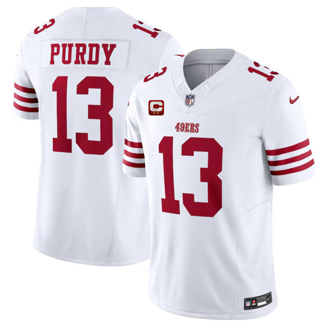 San Francisco 49Ers #13 Brock Purdy White 2024 FUSE With 2 Star C Patch Vapor Jersey