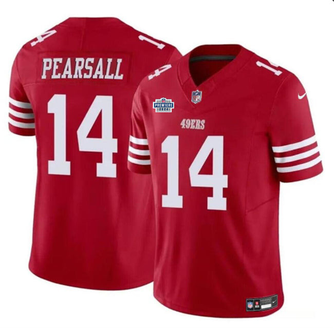 San Francisco 49Ers #14 Ricky Pearsall Red 2024 With Draft Patch FUSE Vapor Jersey
