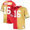 Joe Montana San Francisco 49Ers Mitchell Ness Big Tall Split Legacy Retired Player Replica Jersey Scarlet Gold