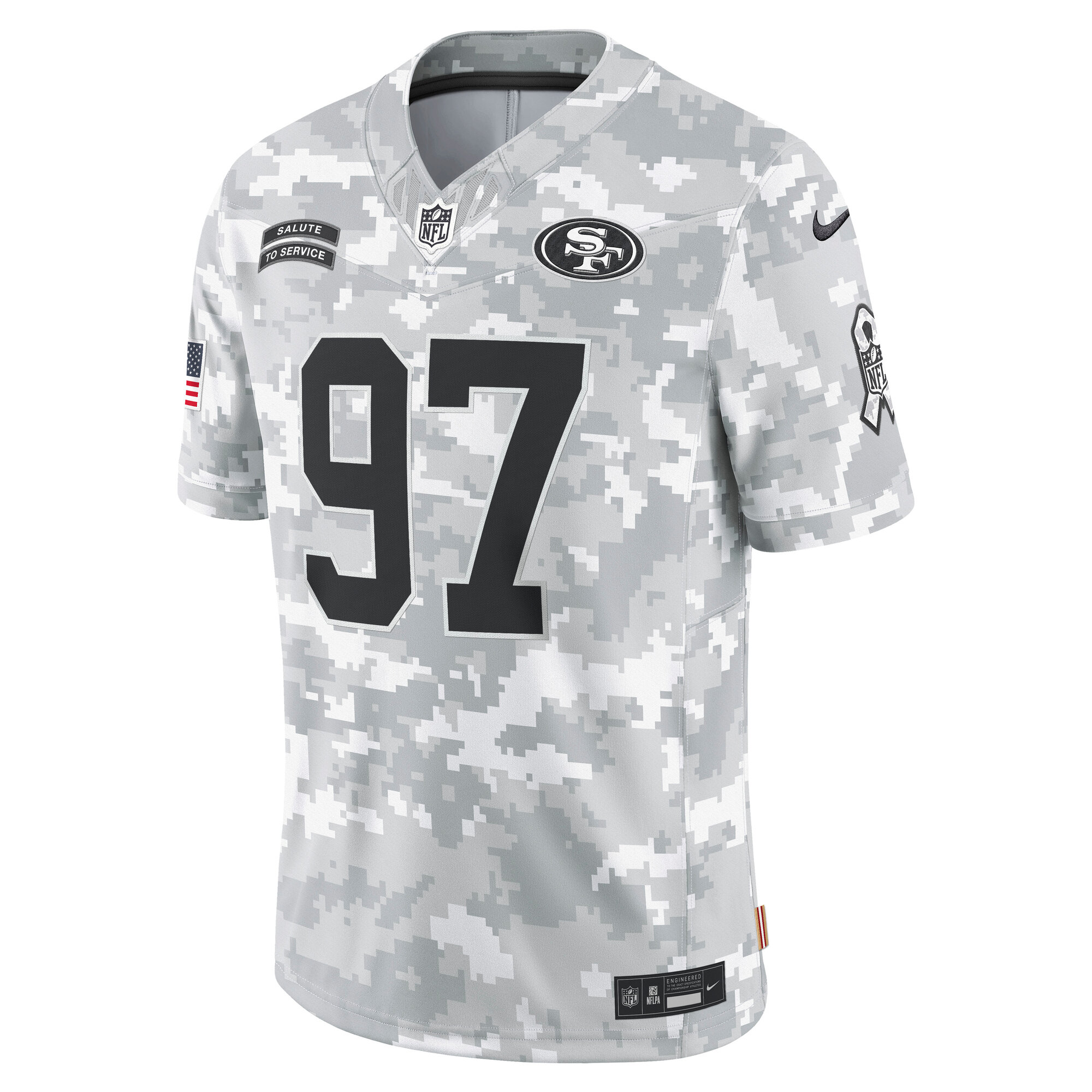 Nick Bosa San Francisco 49Ers Nike 2024 Salute To Service Limited Jersey Arctic Camo - Image 2