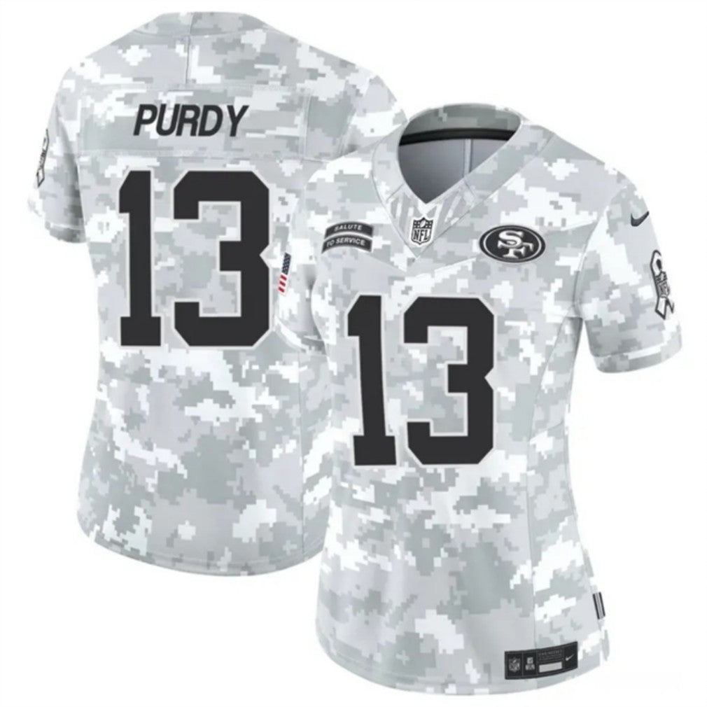 Women San Francisco 49Ers #13 Brock Purdy 2024 FUSE Arctic Camo Salute To Service Limited Football Stitched Jersey