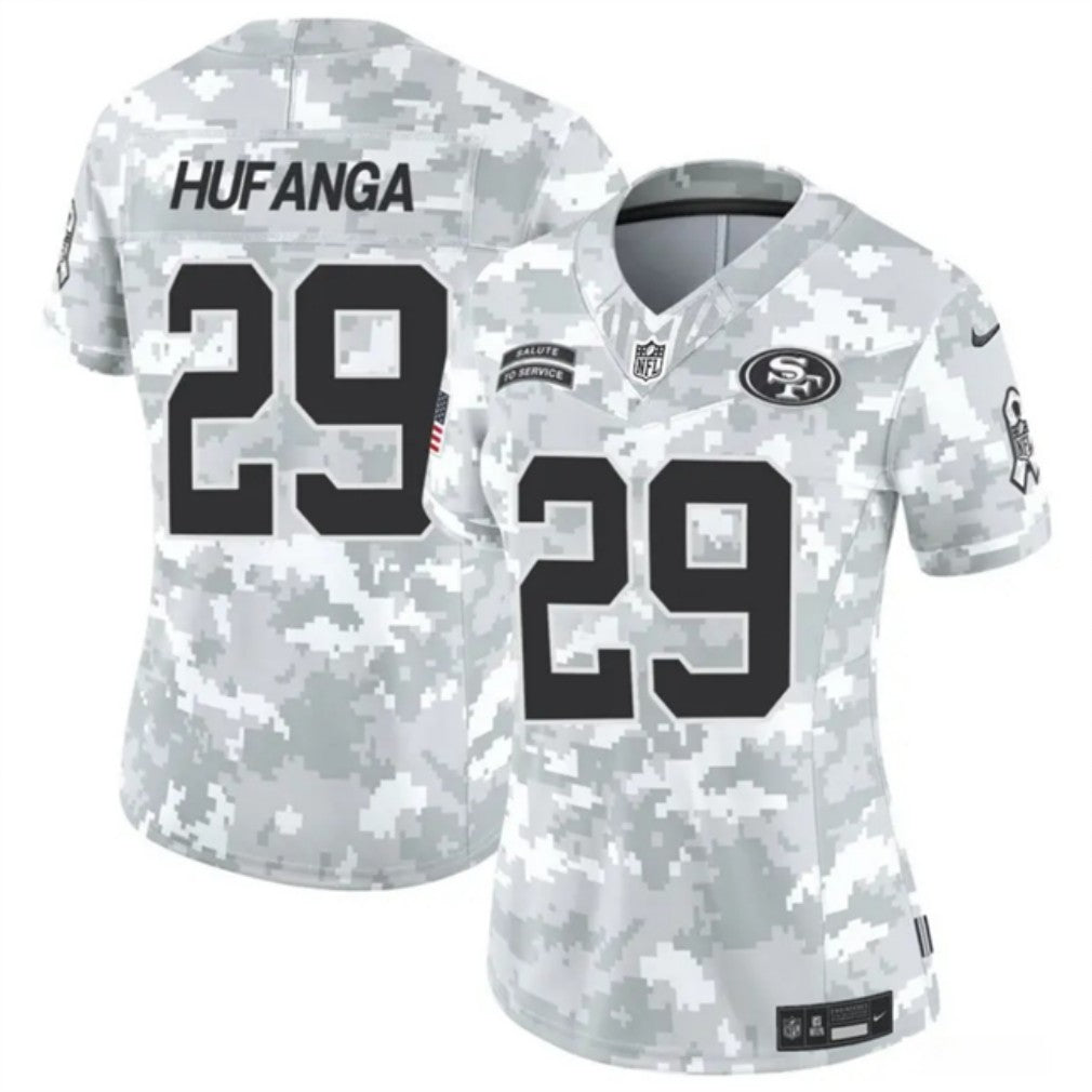 Women San Francisco 49Ers #29 Talanoa Hufanga 2024 FUSE Arctic Camo Salute To Service Limited Football Stitched Jersey