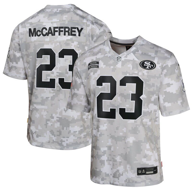 Christian Mccaffrey San Francisco 49Ers Youth 2024 Salute To Service Game Jersey Arctic Camo