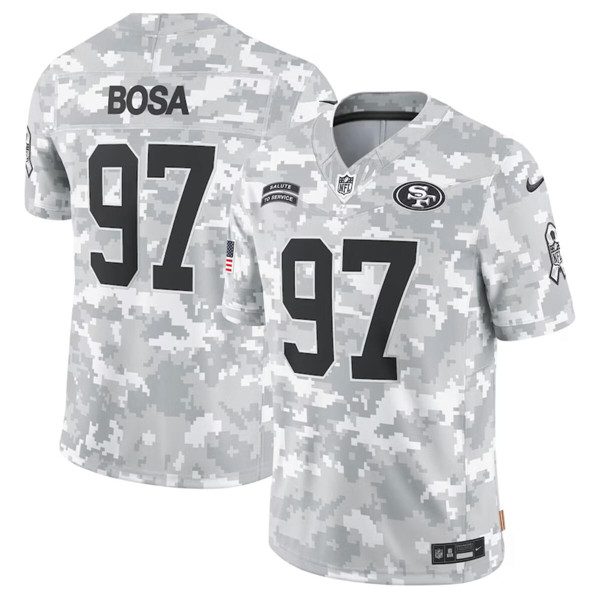 San Francisco 49Ers #97 Nick Bosa Arctic Camo 2024 FUSE Salute To Service Limited Football Stitched Jersey
