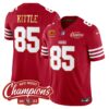 Men’s 49ers NFC West Champions Gold Trim Vapor Jersey – All Stitched – Red – George Kittle