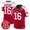 Men’s 49ers Mexico Faithful To The Bay Patch Vapor Jersey – All Stitched – Red Alternate – Joe Montana