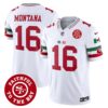 Men’s 49ers Mexico Faithful To The Bay Patch Vapor Jersey – All Stitched – White – Joe Montana