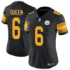 Pittsburgh Steelers #6 Patrick Queen Black Color Rush Stitched Football Jersey
