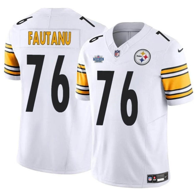 Pittsburgh Steelers #76 Troy Fautanu White 2024 With Dradt Patch FUSE Vapor Jersey
