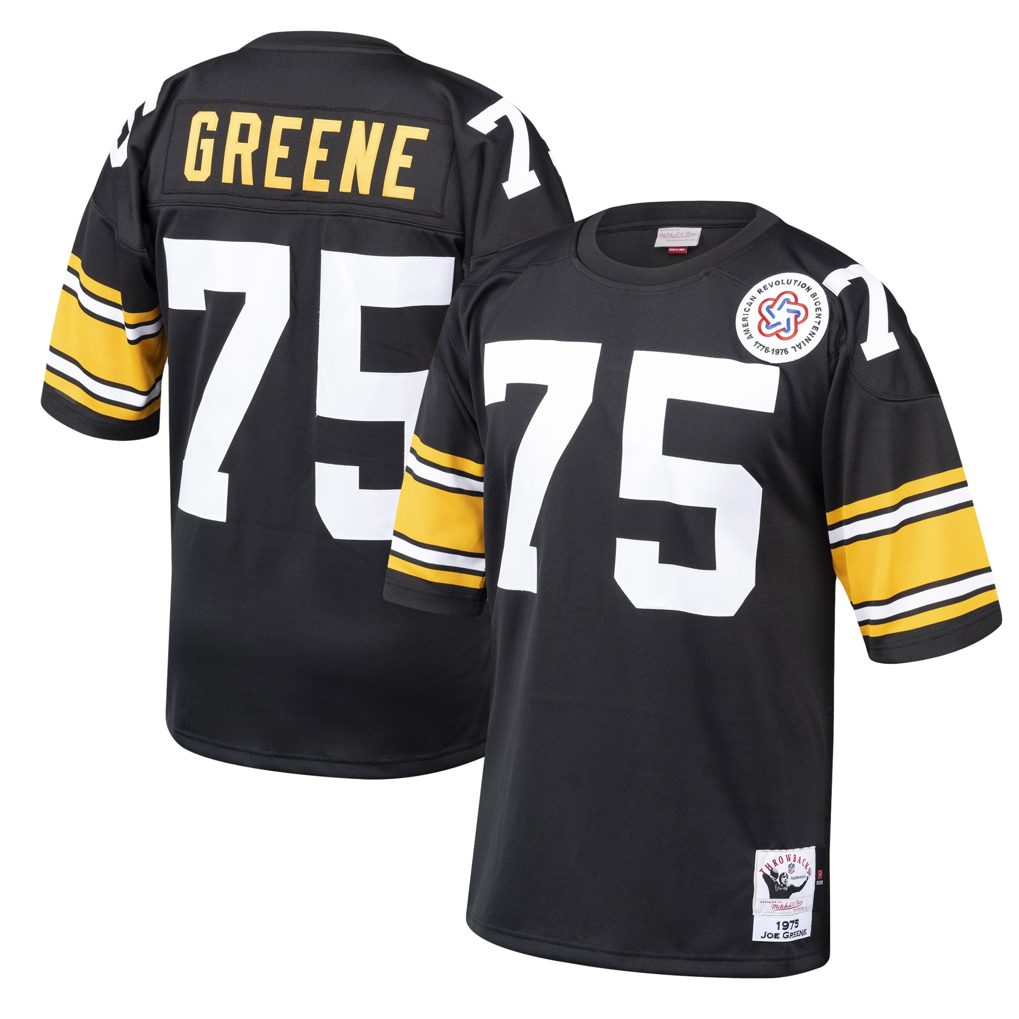 Joe Greene Pittsburgh Steelers 1975 Mitchell Ness Authentic Throwback Retired Player Jersey Black