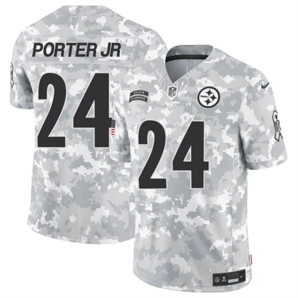 Pittsburgh Steelers #24 Joey Porter Jr 2024 FUSE Arctic Camo Salute To Service Limited Football Stitched Jersey
