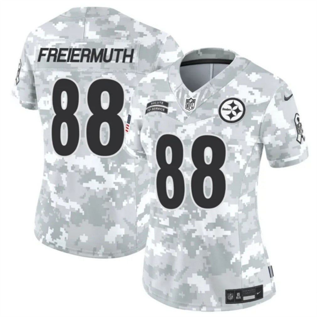 Women Pittsburgh Steelers #88 Pat Freiermuth 2024 FUSE Arctic Camo Salute To Service Limited Football Stitched Jersey