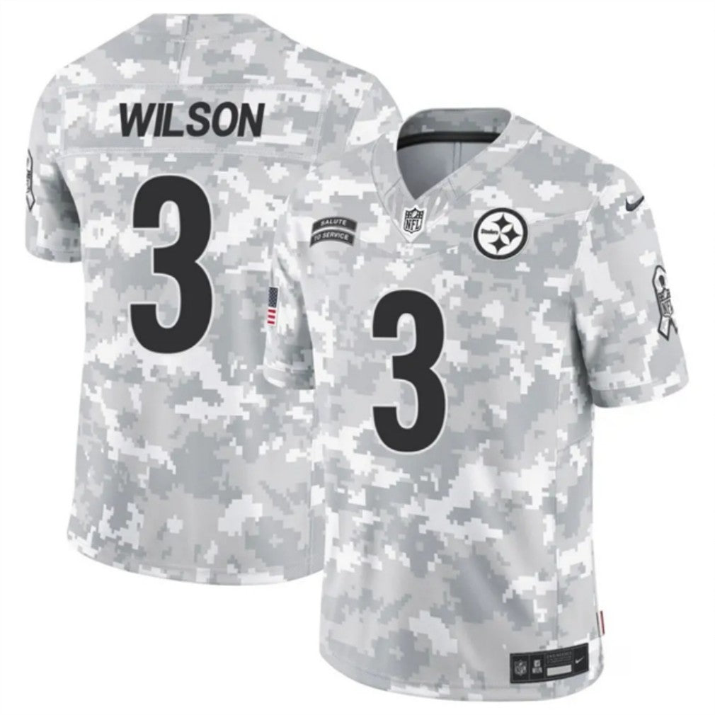 Pittsburgh Steelers #3 Russell Wilson 2024 FUSE Arctic Camo Salute To Service Limited Football Stitched Jersey