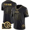 Steelers Home Patch Gold Vapor Custom Jersey – All Stitched – Youth – Black Gold