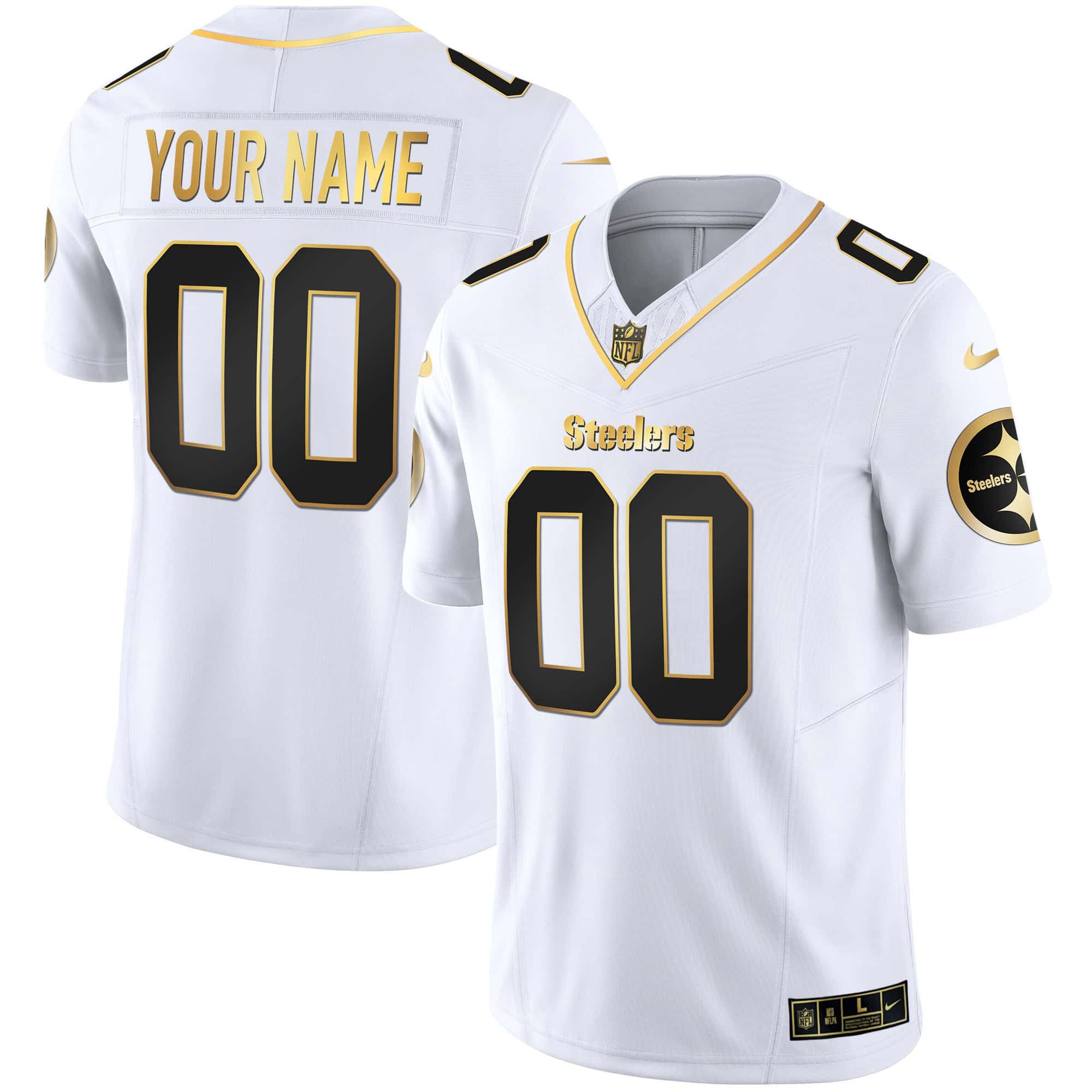 Steelers Gold Vapor Custom Jersey V2 – All Stitched – Men – White Gold