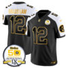 Men’s Steelers 50th Anniversary of Super Bowl IX Patch Gold Vapor Limited Jersey – All Stitched – Alternate – Terry Bradshaw