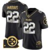 Men’s Steelers Home Patch Gold Vapor Jersey – All Stitched – Black Limited – Najee Harris