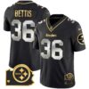 Men’s Steelers Home Patch Gold Vapor Jersey – All Stitched – Black Limited – Jerome Bettis