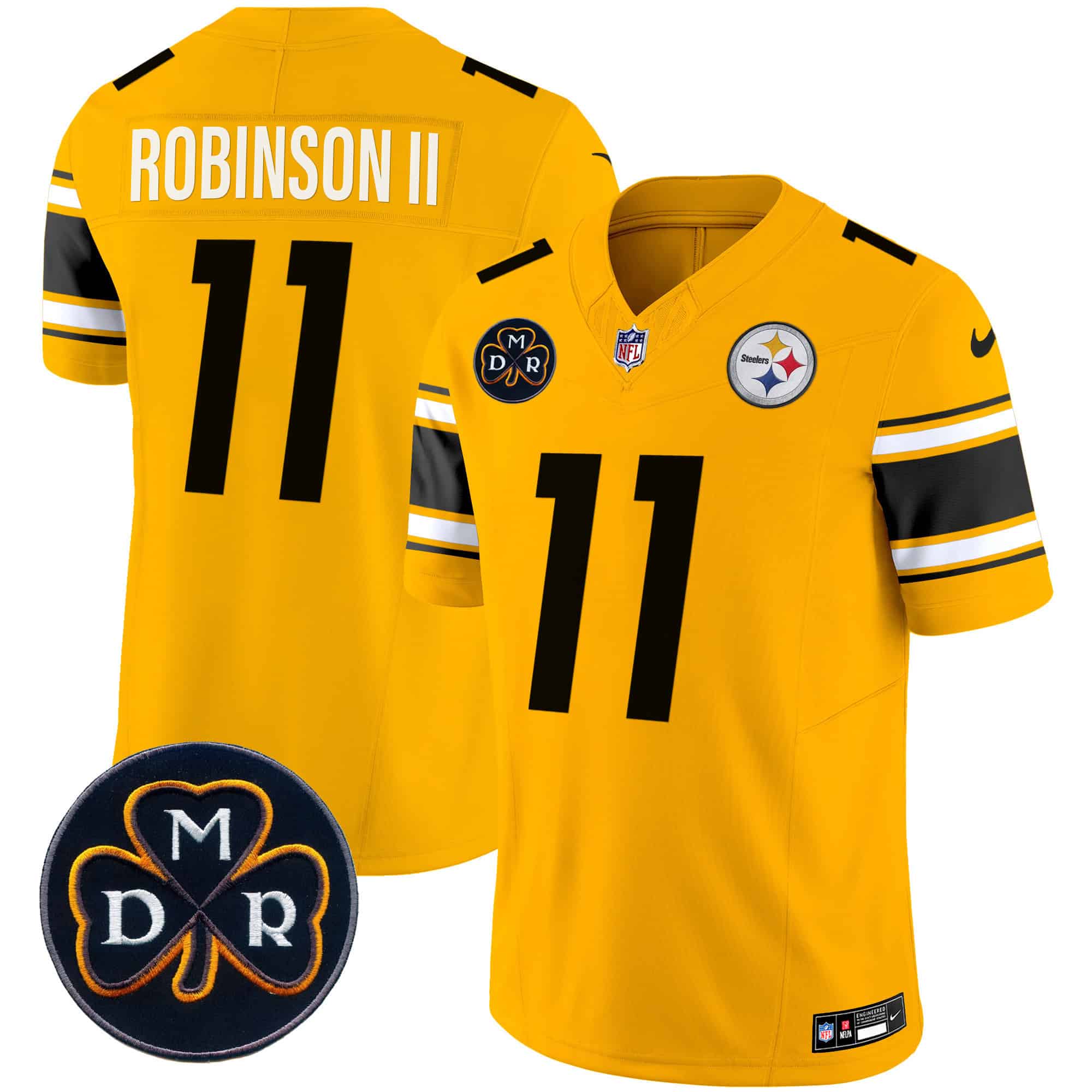 Men’s Steelers DMR Patch Vapor Limited Jersey – All Stitched – Gold – Allen Robinson II