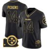 Men’s Steelers Home Patch Gold Vapor Jersey – All Stitched – Black Gold – George Pickens