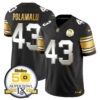 Men’s Steelers 50th Anniversary of Super Bowl IX Patch Gold Vapor Limited Jersey – All Stitched – Black Limited – Troy Polamalu