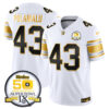 Men’s Steelers 50th Anniversary of Super Bowl IX Patch Gold Vapor Limited Jersey – All Stitched – White Gold – Troy Polamalu