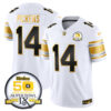 Men’s Steelers 50th Anniversary of Super Bowl IX Patch Gold Vapor Limited Jersey – All Stitched – White Gold – George Pickens
