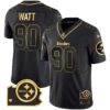 Men’s Steelers Home Patch Gold Vapor Jersey – All Stitched – Black Gold – T. J. Watt