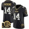 Men’s Steelers Home Patch Gold Vapor Jersey – All Stitched – Black Limited – George Pickens