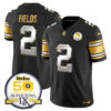 Men’s Steelers 50th Anniversary of Super Bowl IX Patch Gold Vapor Limited Jersey – All Stitched – Black Limited – Justin Fields