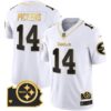 Men’s Steelers Home Patch Gold Vapor Jersey – All Stitched – White Gold – George Pickens