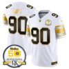 Men’s Steelers 50th Anniversary of Super Bowl IX Patch Gold Vapor Limited Jersey – All Stitched – White Gold – T. J. Watt
