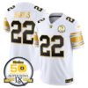 Men’s Steelers 50th Anniversary of Super Bowl IX Patch Gold Vapor Limited Jersey – All Stitched – White Gold – Najee Harris