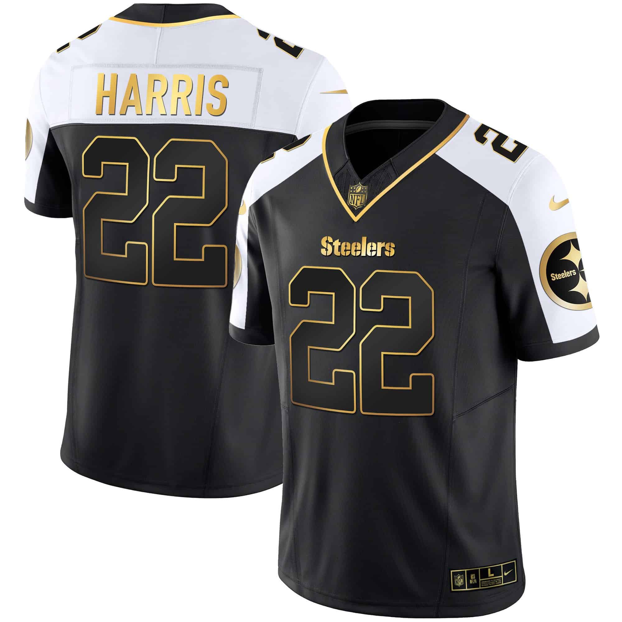 Men’s Steelers Gold Vapor Jersey V2 – All Stitched – Alternate – Najee Harris