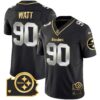 Men’s Steelers Home Patch Gold Vapor Jersey – All Stitched – Black Limited – T. J. Watt