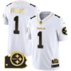 Men’s Steelers Home Patch Gold Vapor Jersey – All Stitched – White Gold – Justin Fields