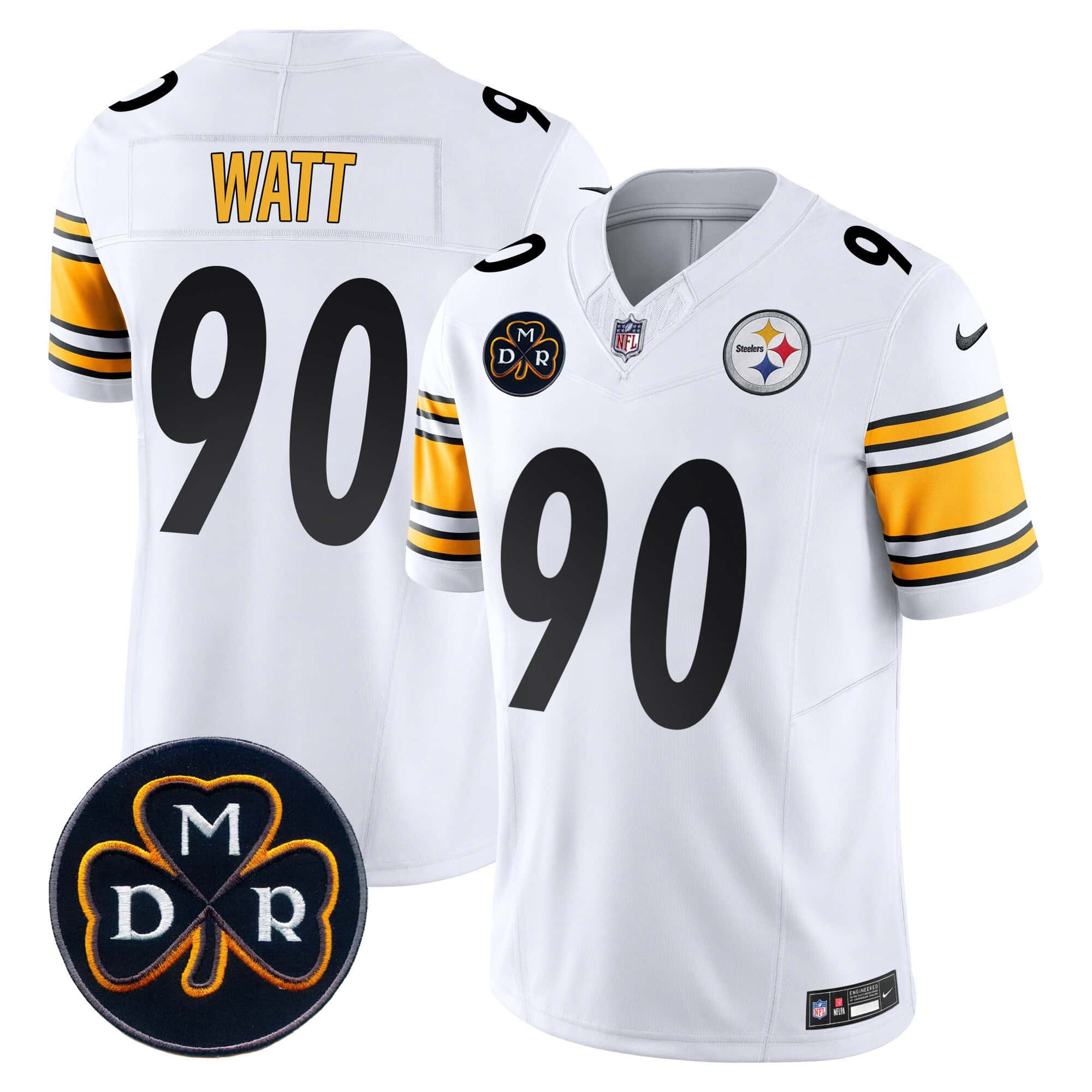 Men’s Steelers DMR Patch Vapor Limited Jersey – All Stitched – White – T. J. Watt