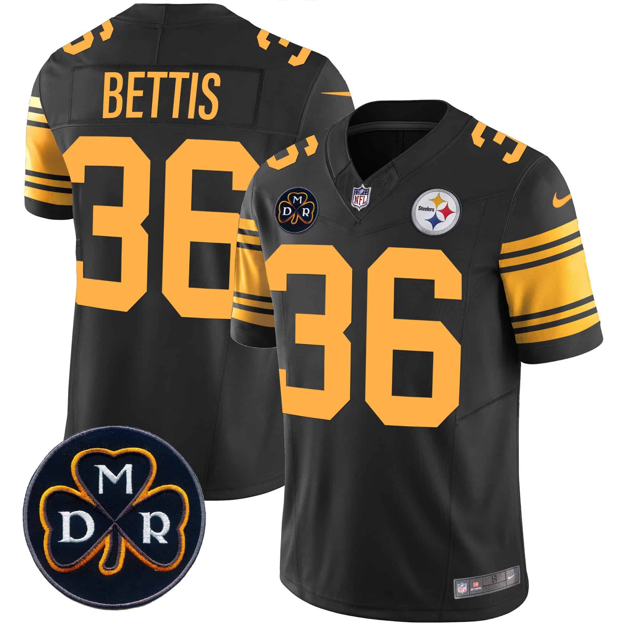 Men’s Steelers DMR Patch Vapor Limited Jersey – All Stitched – Color Rush – Jerome Bettis
