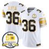 Men’s Steelers 50th Anniversary of Super Bowl IX Patch Gold Vapor Limited Jersey – All Stitched – White Gold – Jerome Bettis