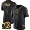 Men’s Steelers Home Patch Gold Vapor Jersey – All Stitched – Black Gold – Justin Fields