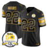 Men’s Steelers 50th Anniversary of Super Bowl IX Patch Gold Vapor Limited Jersey – All Stitched – Black Gold – Najee Harris